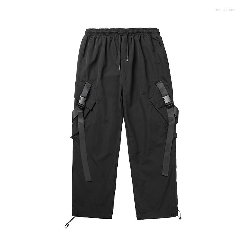 

Men's Pants Cargo Overalls Ins Straight Male Easy Logo Bigger Sizes Spring And Summer Handsome Trousers, Black