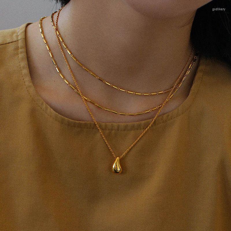 

Choker Timeless Wonder Brass Layered Geo Double Chain Necklace For Women Designer Jewelry Trendy Goth Kpop Aesthetic Set 4426