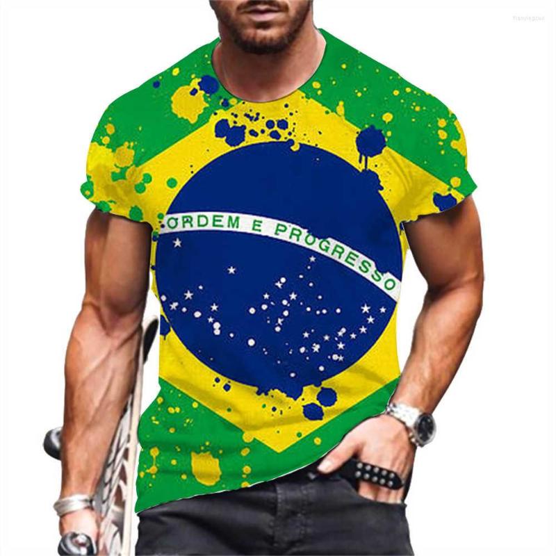 

Men's T Shirts Summer Men's T-shirt Brazil Flag Hip Hop Shirt Men Women 3D Printed Oversized Harajuku Style Short Sleeve Tops, T-54