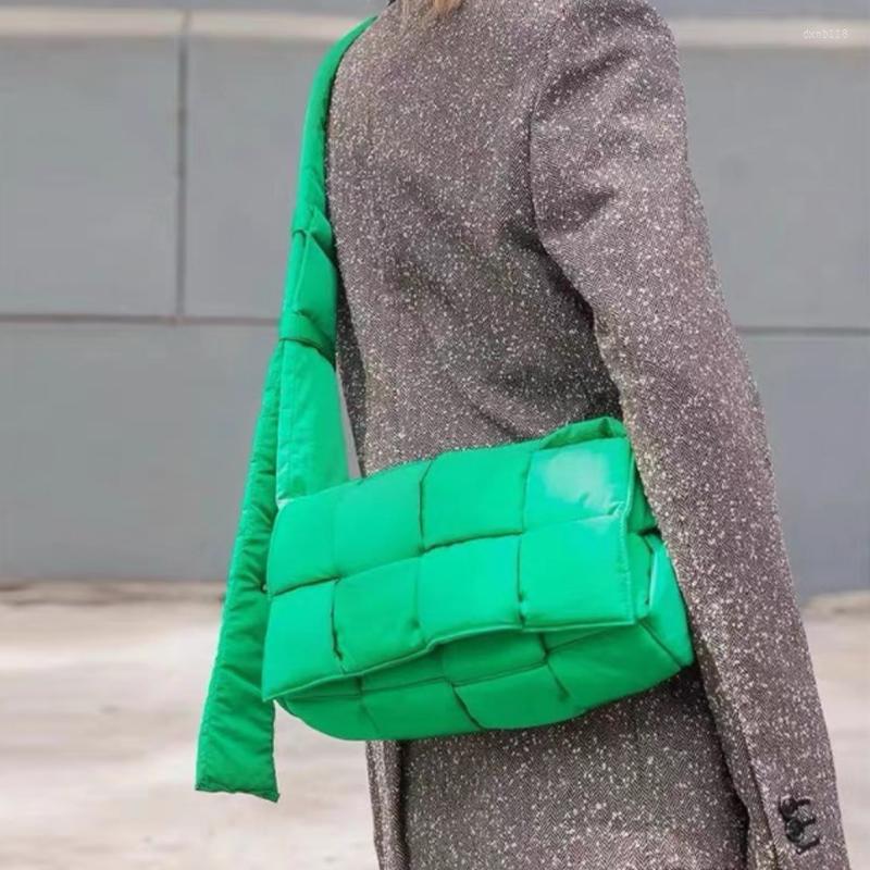 

Evening Bags Woven Pillow Bag Female Down Women Handbag Versatile High-grade Shoulder Messenger, Green