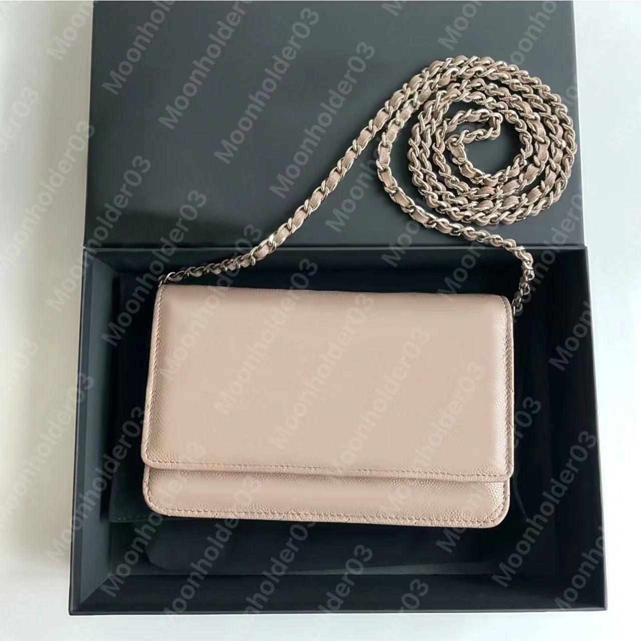 

Luxury small purse shoulder bags woc designer classic flap Women Mini Handbag New Elegant Messenger Portable Girl caviar leather Bag wallet on chain Crossbody, Woc pink caviar leather