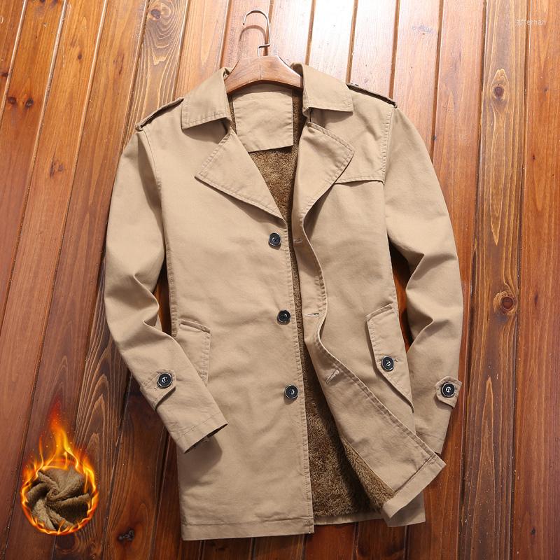 

Men's Trench Coats Large Size 8XL Men Winter Fashion Thick Warm Men's Medium Long Section Male Casual Solid Windbreaker Jacket, Black