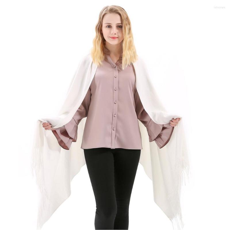 

Scarves Fashion Cashmere Scarf Shawl Solid Autumn Winter Wrap Warm High Quality Soft Hijab Thick Lady Women Pashmina Luxury Wool White