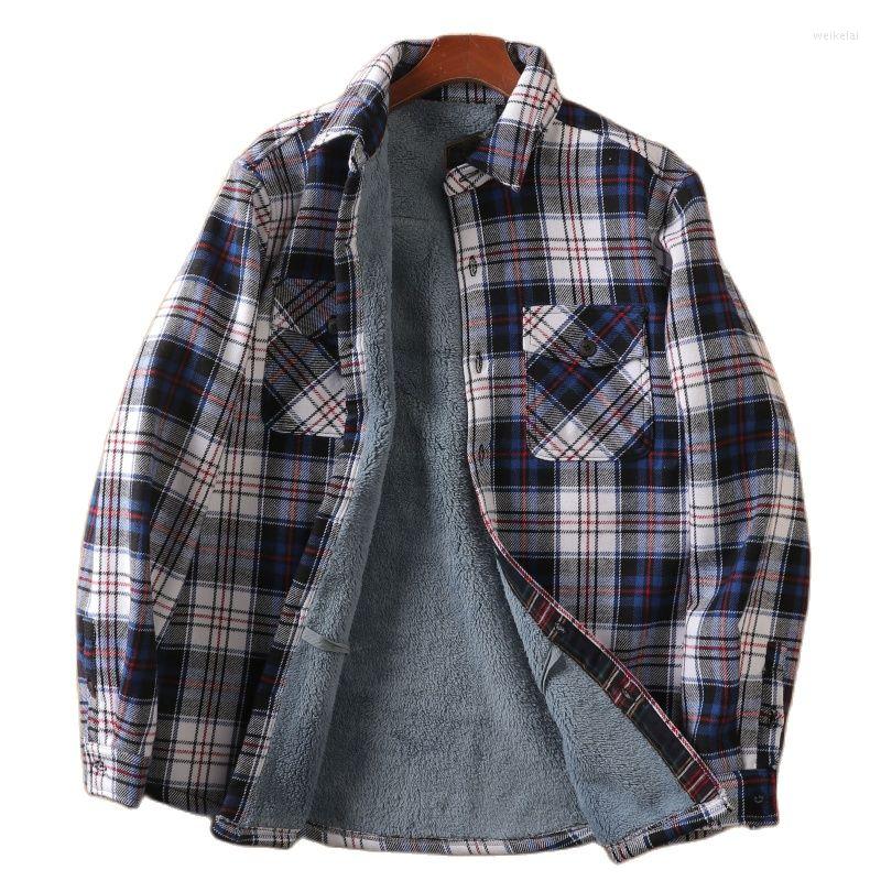

Men's Casual Shirts Fleece Shirt Jacket Plaid For Men Winter Thermal Lined Flannel Soft Warm Outdoor Sports Male Jackets, Purple plaid