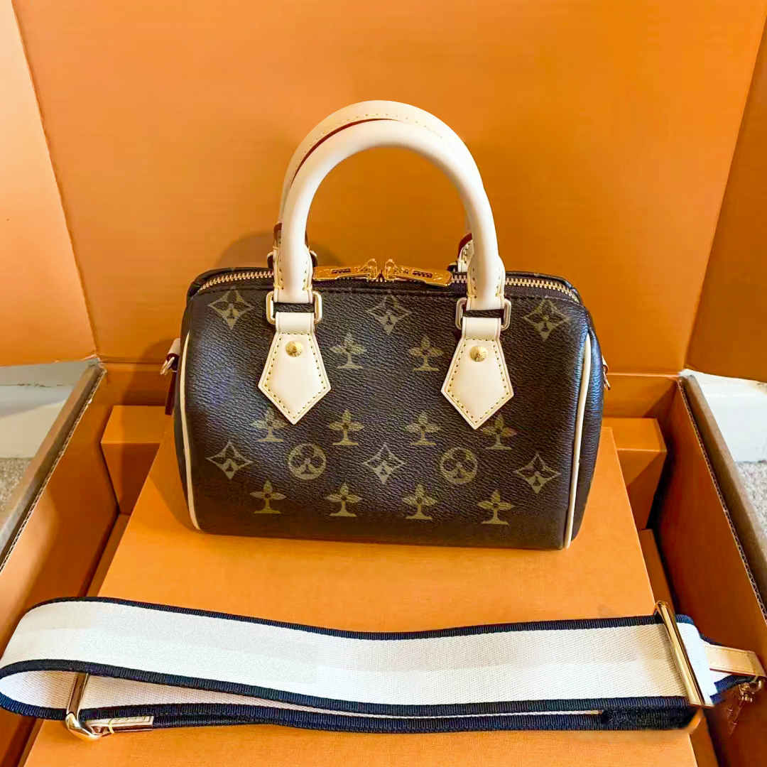 

M81085 M46234 SPEEDY NANO 20 25 Designer Bags Shoulder leather Luxurys clutch Mini travel Women's men fashion handbags tote classic crossbody top handle basket trunk, Light blue embossing