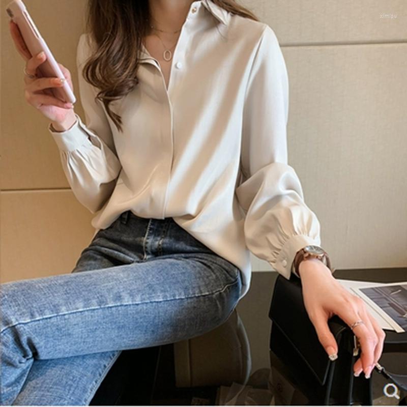 

Women's Blouses 2022 Women's Simple Temperament Office Solid Color Wild Bottoming Shirt Large Size Female Long Sleeve Loose, Pink