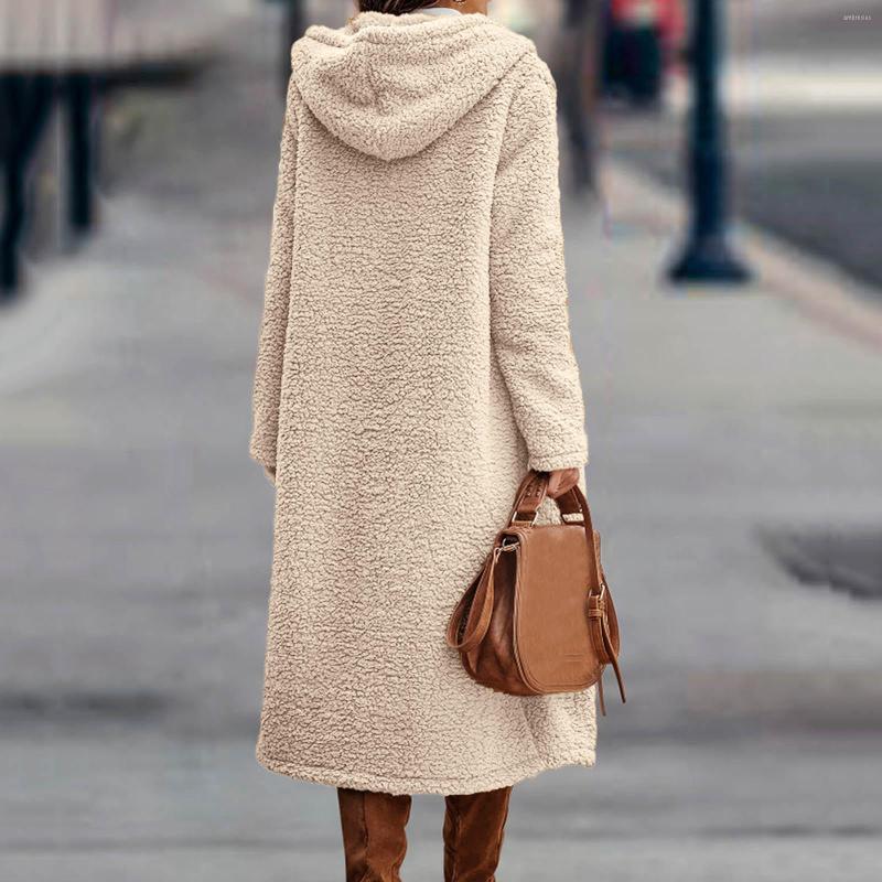 

Women' Jackets Women Fleece Winter Coats Button Lapel Long H Jacket, Khaki