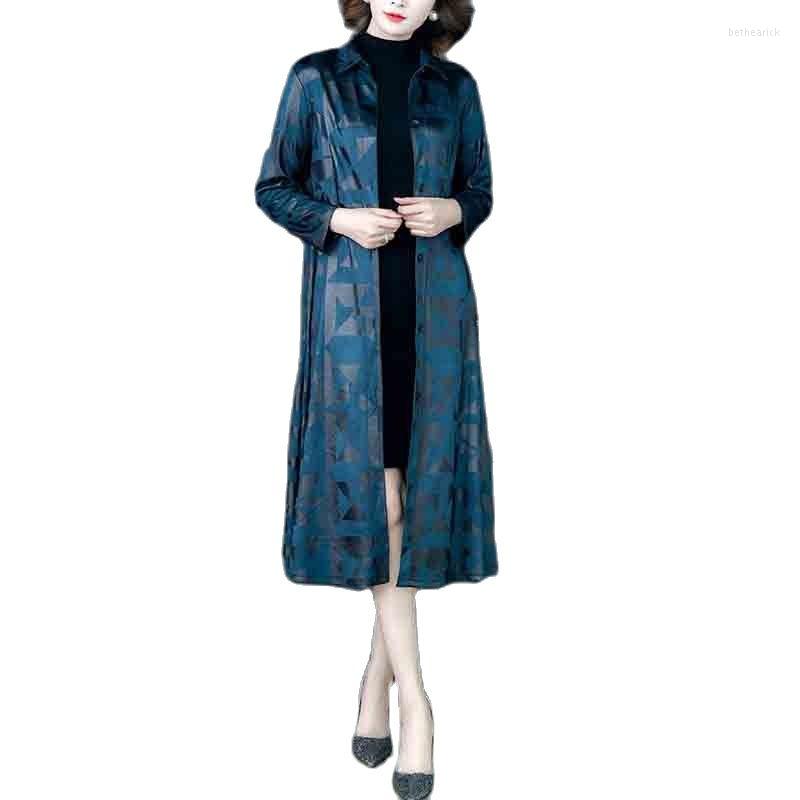 

Women's Trench Coats Large Size Women's Windbreaker Autumn Fashion Wide Ladies Loose Print Temperament Long Coa, Green