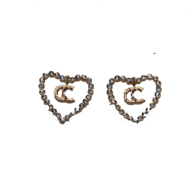 

2color 18K Gold Design Brand Long Styles Stud Earrings Crystal Rhinestone Geometric Peach Heart Fashion Womens Annulus Eardrop Jewelry Earring