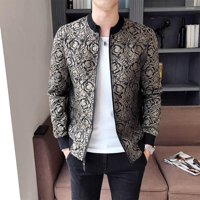 

Men's Jackets Jacquard Jacket 2022 Autumn Mens Zipper Bomber Streetwear Men Long Sleeve Casual Vintage Party Slim Fit Coats, Black
