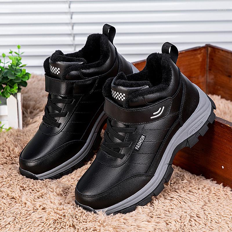 

Boots Susugrace Casual Men High Sneakers Non-slip Hard-wearing Winter Couple Shoes Plush Warm Lining Women Snow, Black female