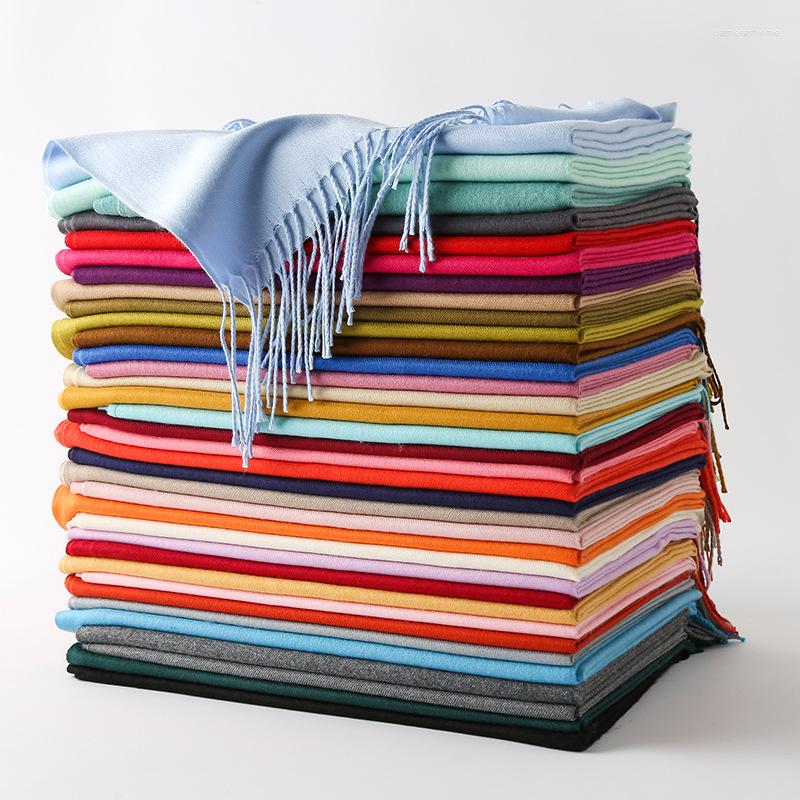 

Scarves Pure Color Thick Cashmere-like Scarf Women Thicker Gifts Scarfs Simple Fashion Bufanda Mujer Autumn Winter Shawl Wrap