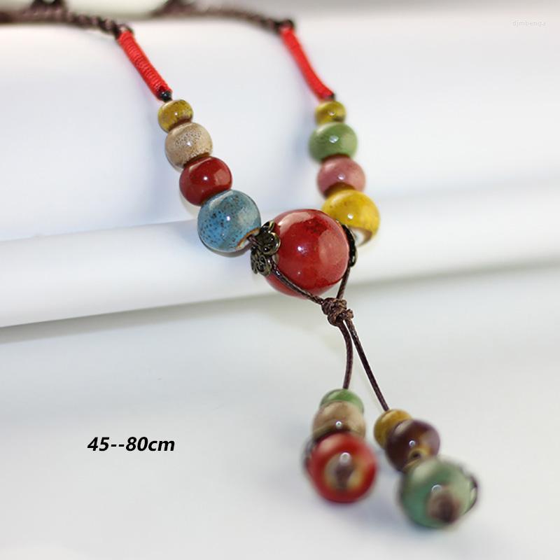 

Choker 12 Pieces/Lot Women Weave Rope Chokers Long Tassel Statement Necklace Beads Ceramic Pendants Charm Sweater Accessories