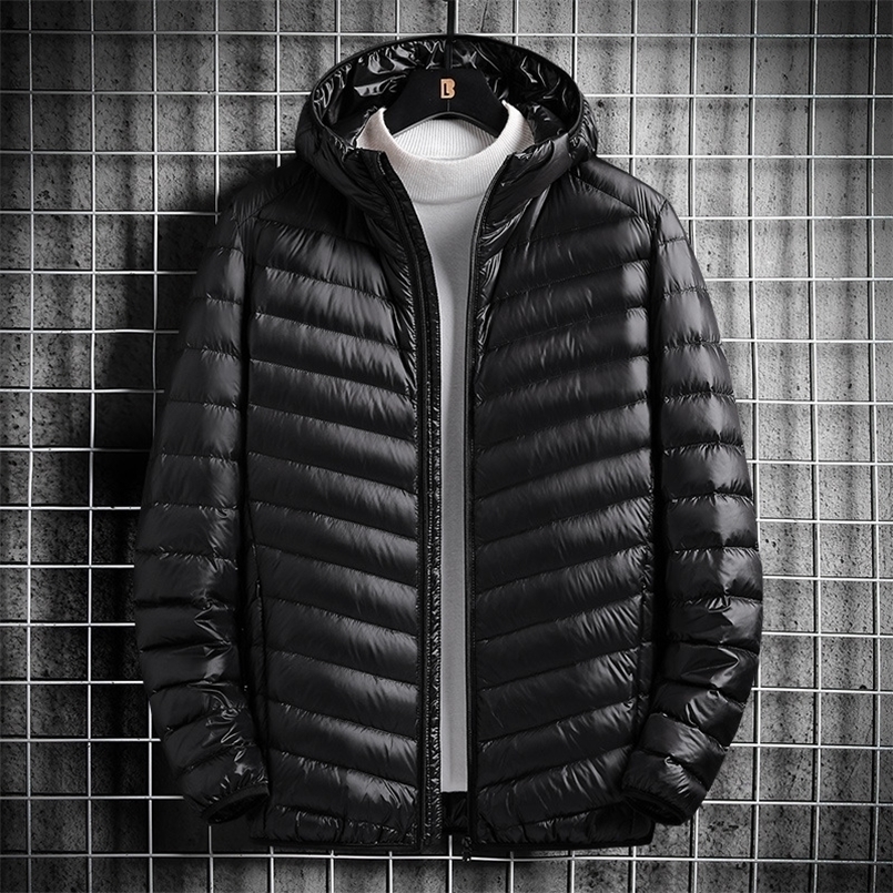 

Men's Down Parkas Spring Winter Quilted Coats 90% White Duck Ultra Lightweight Packable Jacket Men Korean Fashion Puffer Coat 221108, Navy blue