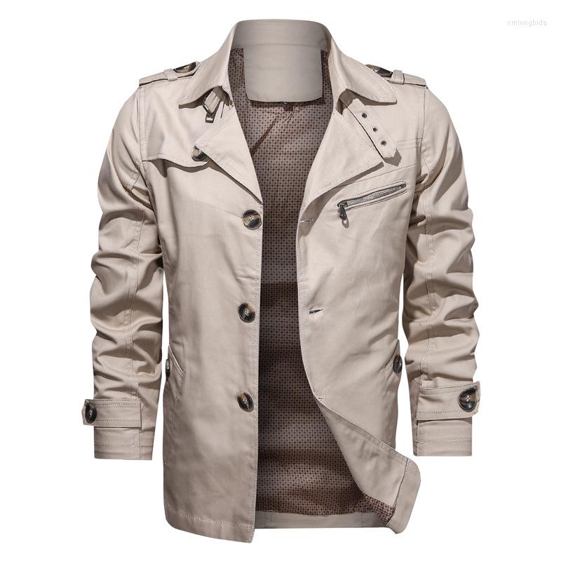 

Men's Jackets Autumn Style Pure Cotton Men's Casual Jacket Large Size Lapel Mid-length, Black