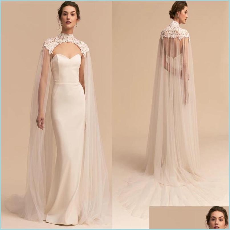 

Wraps Jackets Ladies Wedding Wraps Tle Long High Neck Cape Lace Jacket Bolero Wrap White Ivory Women Bridal Accessories Drop Deliv Dhtqp