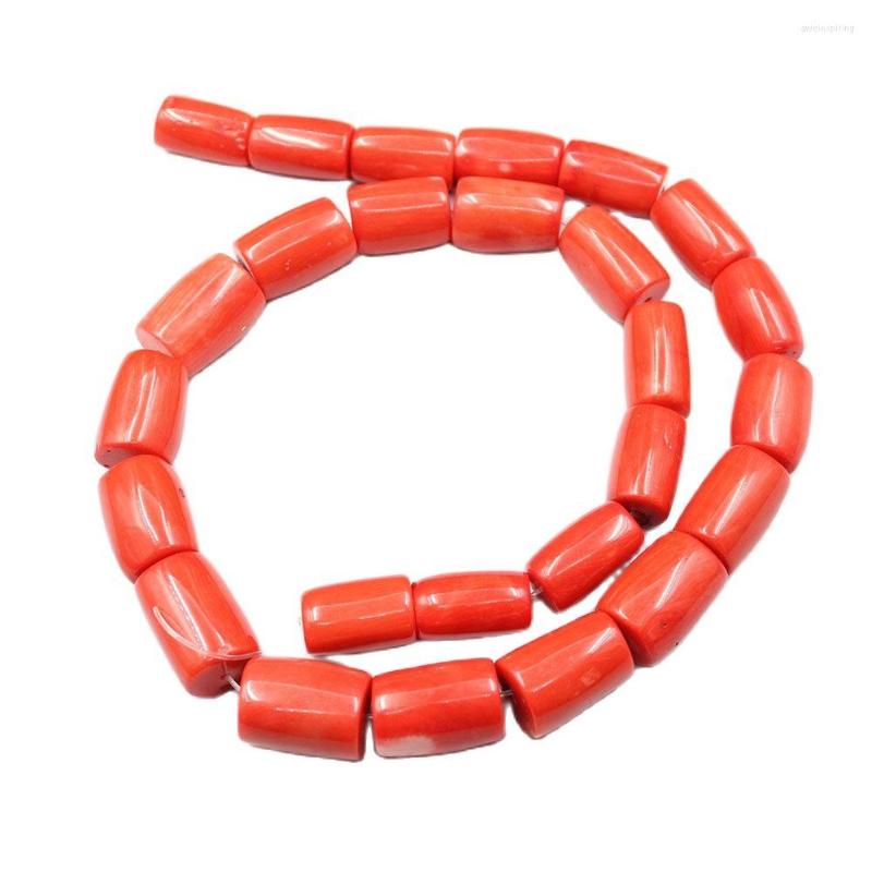 

Beads APDGG Orange Coral Irregular Loose Cylinder-shaped Gemstone 19" Strand Jewelry Making DIY
