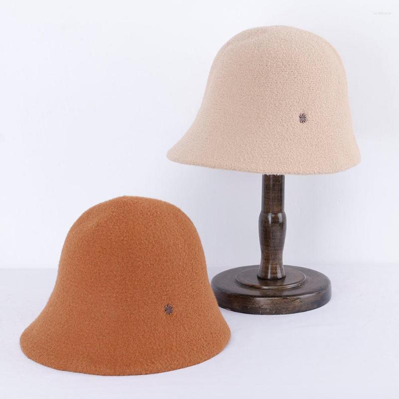 

Berets 2022 Winter Cashmere Bucket Hats For Womens Panamas Foldable Fashion Solid Colour Hat Gift Outdoor Travel, Khaki
