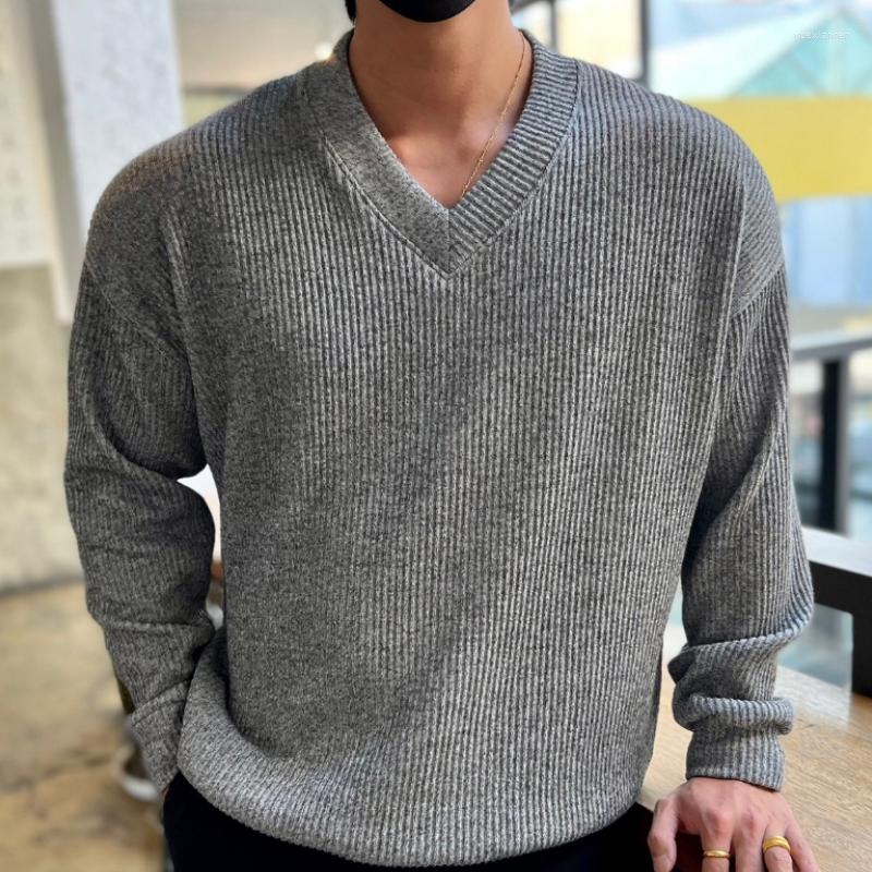 

Men's Sweaters Brand High End Designer Woolen Sweater Men Casual Jumper Clothing Korean Style Clothes Long Sleeve Tops, Coffee