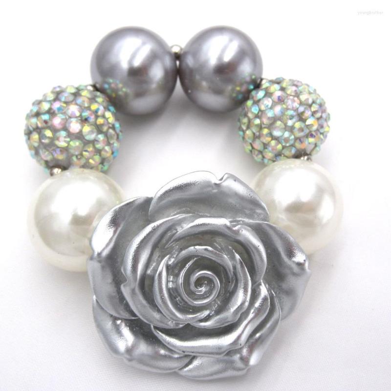 

Strand Arrival Silver Flower Chunky Toddler Kids Girls Birthday Gifts Bubblegum Bracelets Bangle Dress Up Jewelry