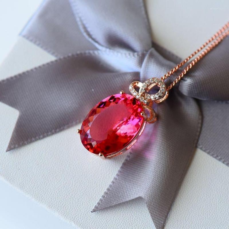 

Chains Temperament Simulation Red Tourmaline Colorful Treasure Pendant Female Fashion Collarbone Necklace Jewelry For Men
