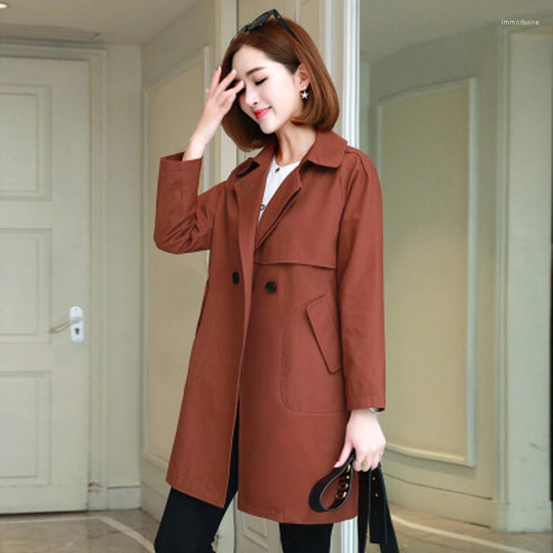 

Women's Trench Coats 2022 Spring And Autumn Ladies Fashion Loose Large Size Casual Windbreaker Long Section Thin Coat