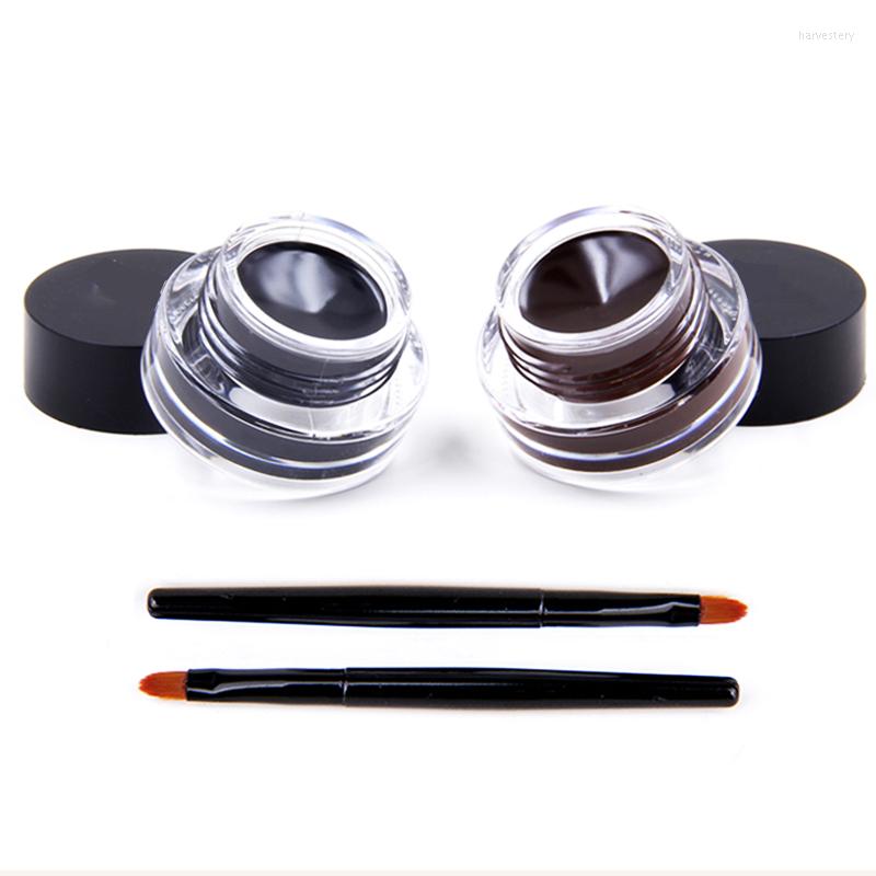 

Eyeliner 24H Long-lasting Black/Brown No Blooming Gel Logo Waterproof Silk Cream With Brush For Eyes Cosmetic Makeup, Coffee gel eyeliner