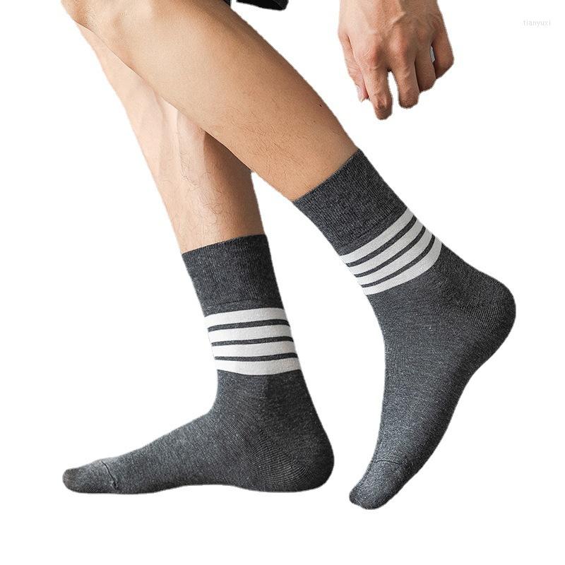 

Men's Socks Men Cotton Fashion Hip Hop Man Soild Black White Gray Harajuku Skateboard Stripe Happy Funny Sokken Calcetines