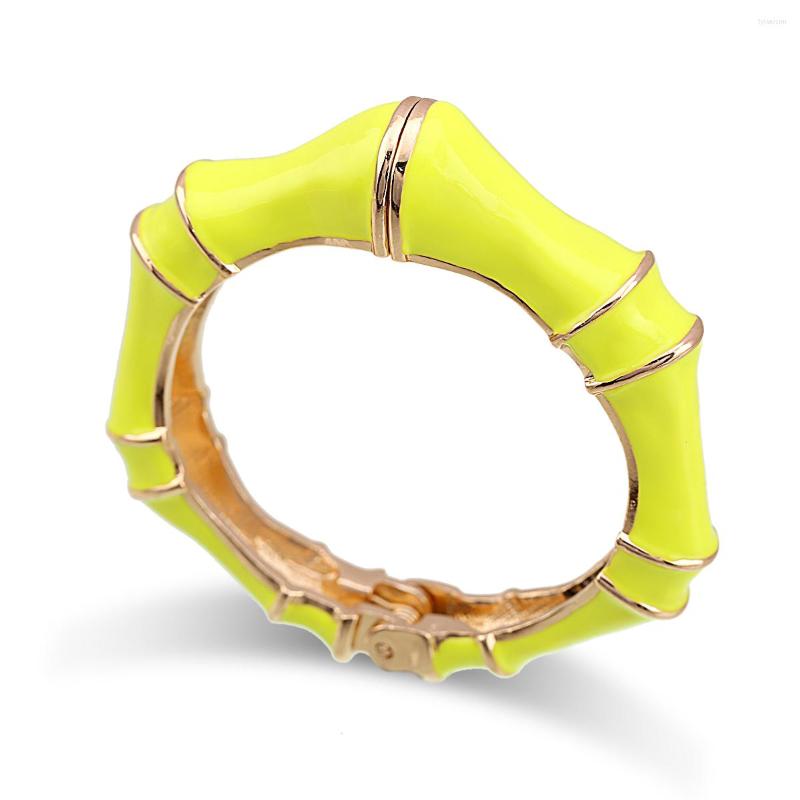 

Bangle Fashion Statement Colorful Gold Plated Handmade Enameled Bamboo For Women Girls Party Jewelry