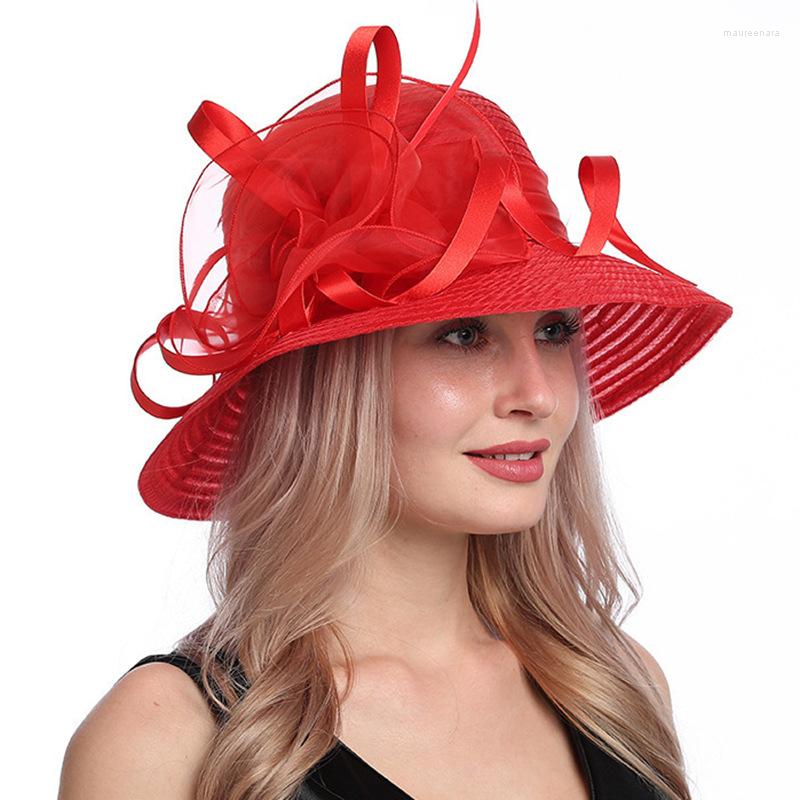 

Wide Brim Hats X108 Lady Summer Sun Hat Adult Travel Beach Caps Flower Millinery Fascinators Party, Green