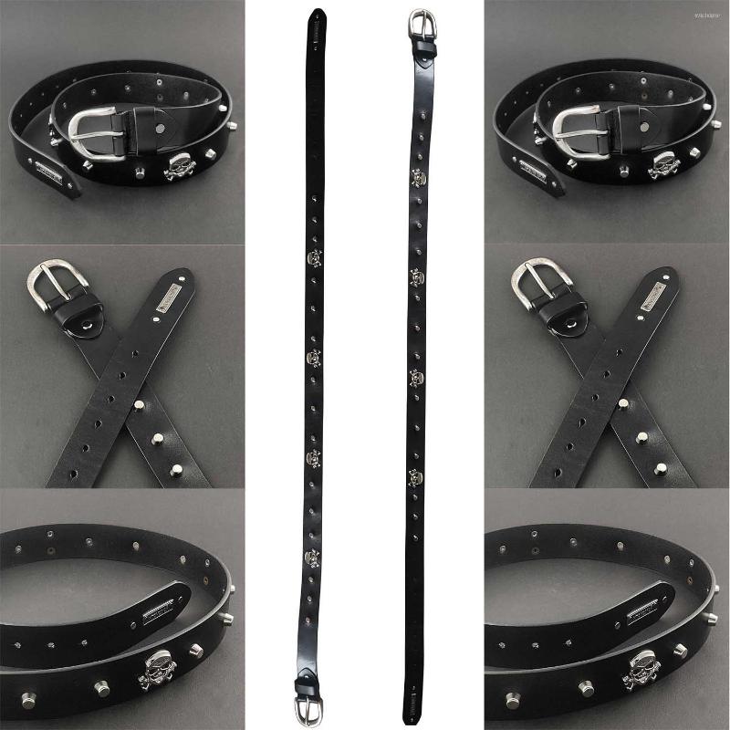 

Belts 38MM Rock Punk Genuine Leather Belt With Skull For Men #02, Picture shown
