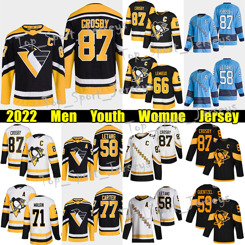 

#58 Kris Letang Reverse Retro hockey jersey #71 Evgeni Malkin Penguins#Jeff Carter Bryan Rust Jason Zucker Kasperi Kapanen Tristan Jarry, Black new reverse retro men