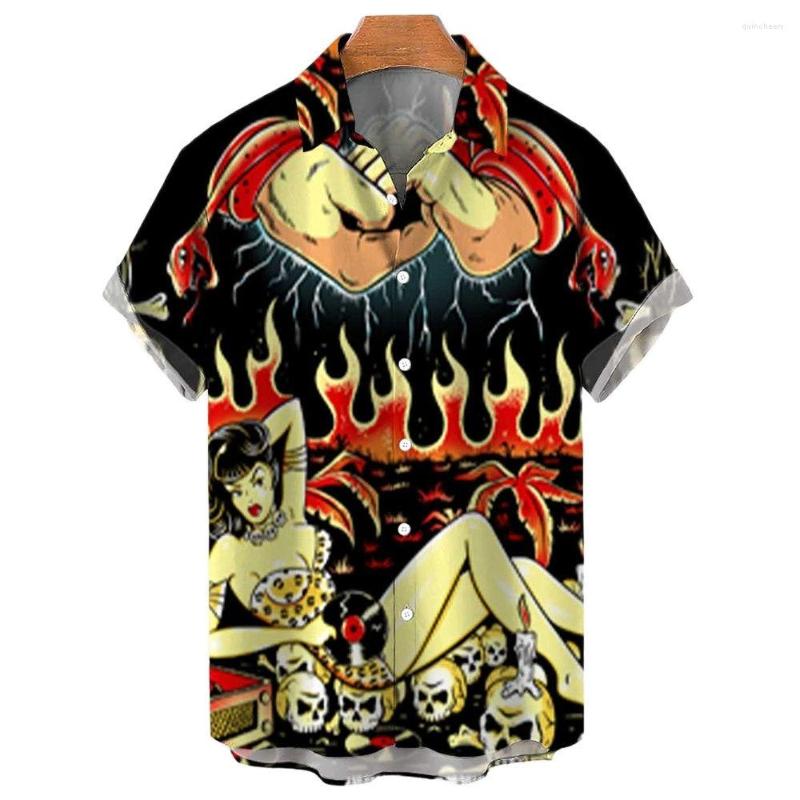 

Men's Casual Shirts Autumn For Men 3d Racing Print Short Sleeve Blouse Streetwear Hip Hop Vintage Tops Oversized Men's Clothes Camisa, Ofsw-00212