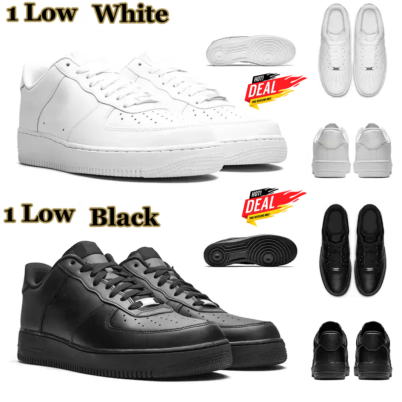 

Running Shoes 1 Low Men Women one Casual Classic Triple White Black Mens Trainers Outdoor Sports Sneakers Platform 36-45, (2)