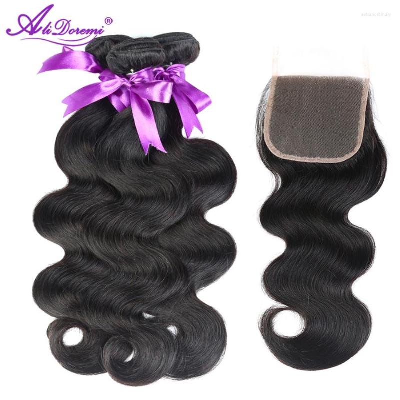 

Human Hair Bulks Alidoremi Peruvian Body Wave 3 Bundles With Closure Middle Three Free Part Non Remy