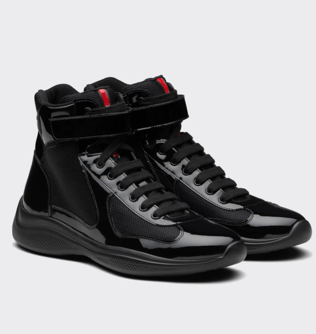 

Americas Cup High-top Sneakers Shoes Men Bike Fabric Patent Leather Sports Light Rubber Sole Hook-and-loop Fastening Trainer Discount Footwear EU38-46, 10