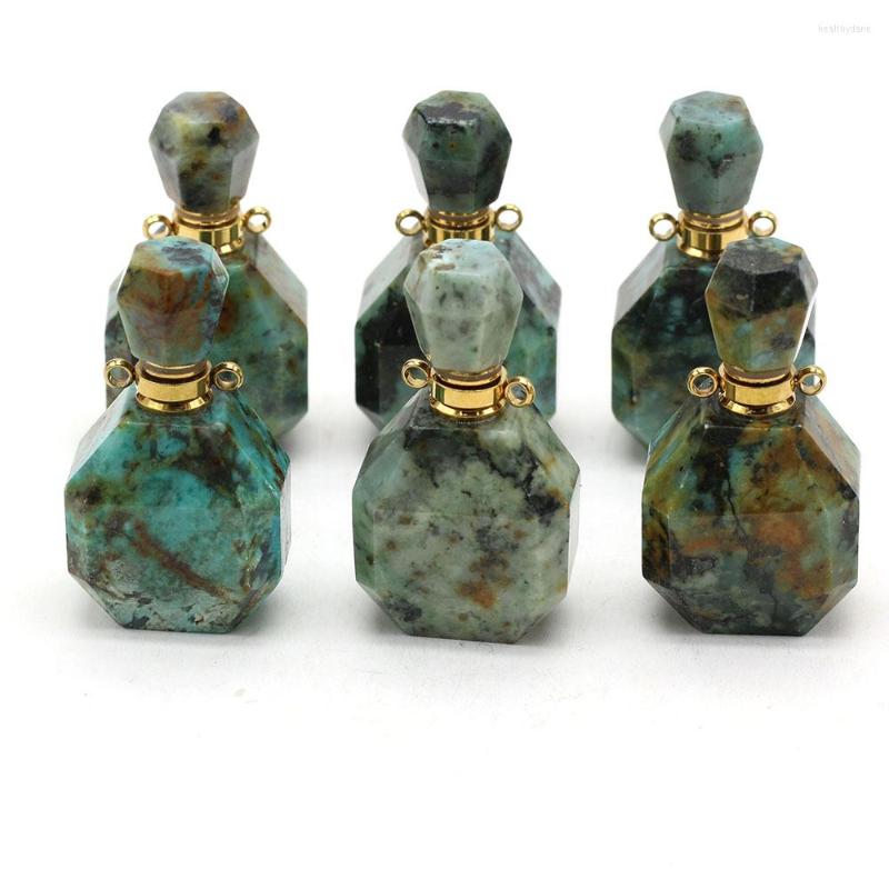

Pendant Necklaces Natural Stone Perfume Bottle Necklace Essential Oil Diffuser African Turquoise Charms For Jewelry Making Gift
