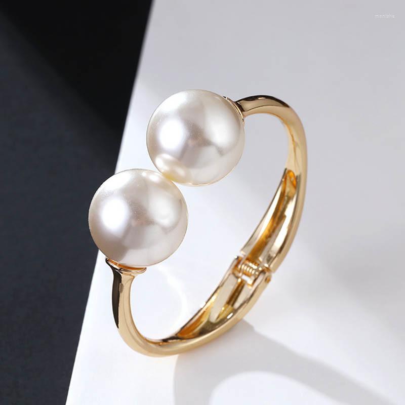

Bangle Fashion Simulated Pearl Bracelets & Bangles For Women 2022 Girls Geometric Vintage Bijoux Female Jewelry Accessories