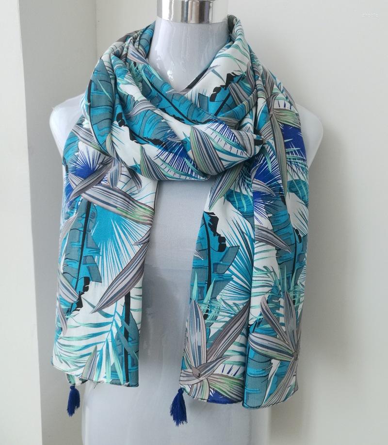 

Scarves 2022 Big Leaf Print Tassel Shawls Women Long Leaves Pattern Travel Scarf Hijab Wholesale 10pcs/lot