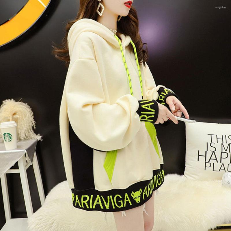 

Women's Hoodies Autumn Streetwear Thickened Fleece Women's Winter Korean Version Loose Sweatshirt Mid-length Ins Tide Top, Black