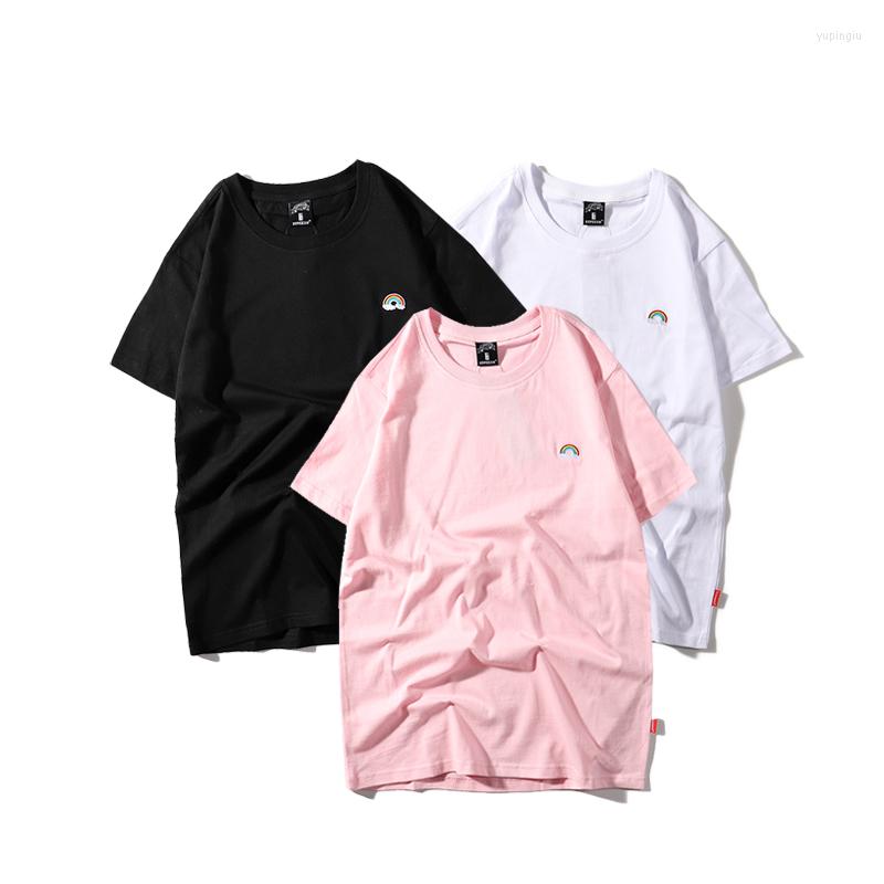 

Men' T Shirts Rainbow Embroidery Couple Loose Fit Short Sleeve Shirt For Men Summer High-Quality Cotton Streetwear Hip Hop Classic, Picture shown