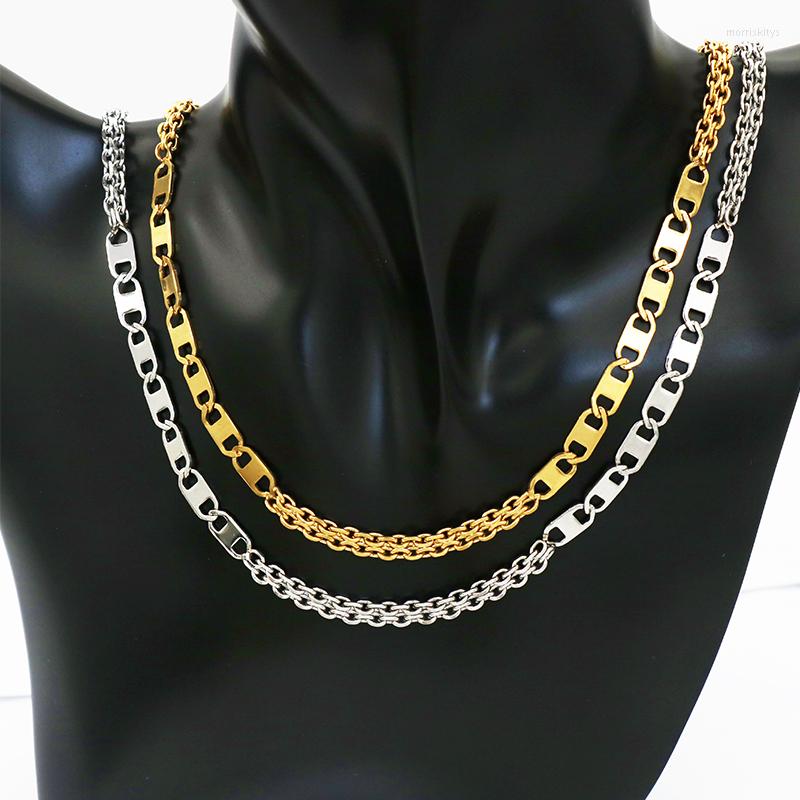 

Chains Width 5mm Stainless Steel Flat Necklace Gold Chain Gift Jewelry For Women Men