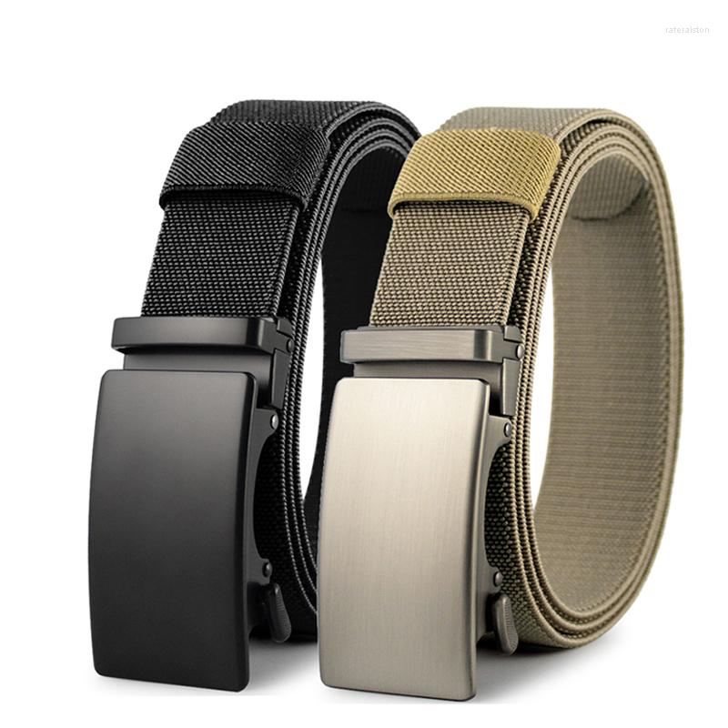 

Belts Men's Stretch Canvas Belt Metal Automatic Buckle Tough Nylon Military Tactical 115-135CM Big Size, Black