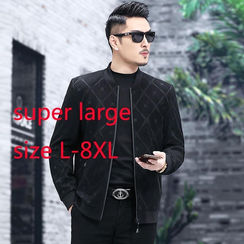 

Men's Jackets Arrival Fashion Super Large Spring Men Oversized Baseball Collar Printed Casual Print Coat Plus Size -4XL 5XL 6XL 7XL 8XL, 8821 balck
