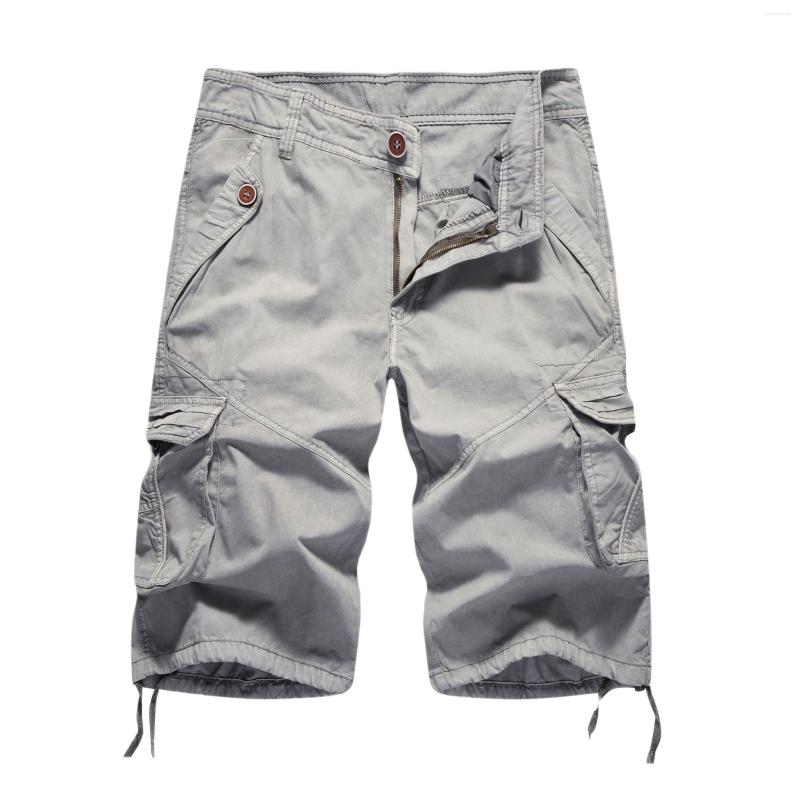 

Men's Shorts Causal Men Summer Cargo Cotton Fashion Military Straight Solid Knee Length Sweatpants Man Plus Size, Black