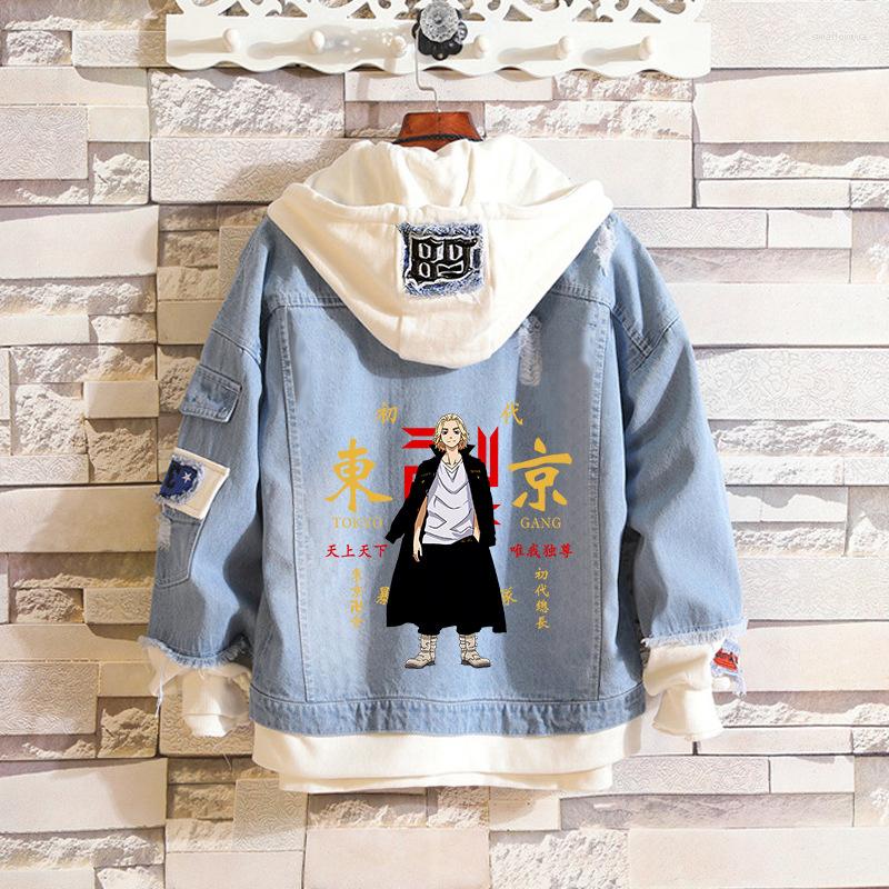 

Men's Hoodies Tokyo Revengers Anime Unisex Denim Sweatshirt Cosplay Costume Manjirou Sano Jeans Coat Men Women Hooded Zipper Jacket Plus, 19