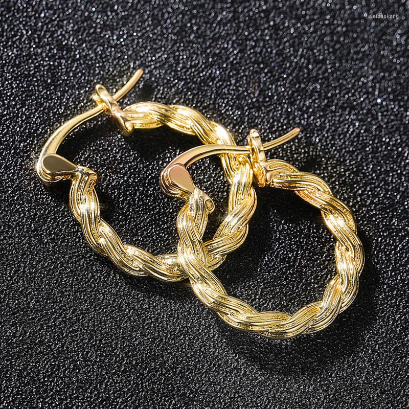 

Hoop Earrings VAGZEB Fancy Twist Design For Women Metal Gold Color Luxury Bridal Wedding Engagement Earring Fashion Jewelry