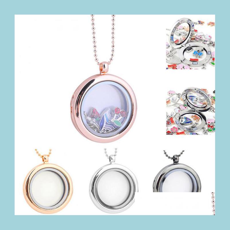 

Pendant Necklaces 30Mm Floating Locket Women Put Po Pendant Charm Necklace Jewelry Open Round Glass Frame Drop Delivery Necklaces Pen Dhqqc