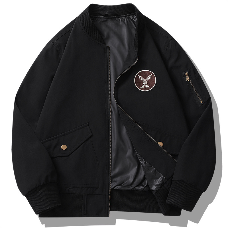 

Flight Jacket American Style Long Sleeves Baseball Uniform Mens Casual Jackets, White
