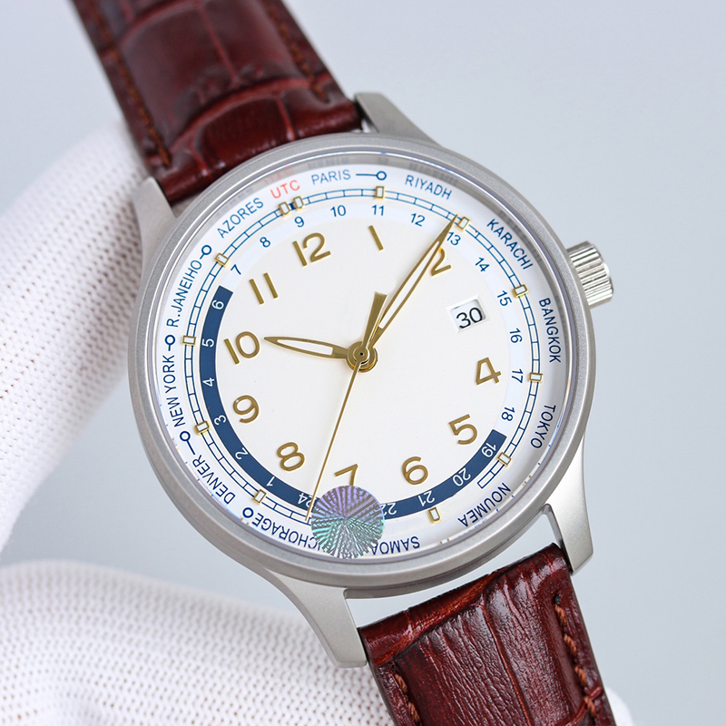 

Watch Mens Watches Mechanical Movement Watch 40mm Leather strap Design Multiple Colors Sports Dial Business Wristwatches, Color 7